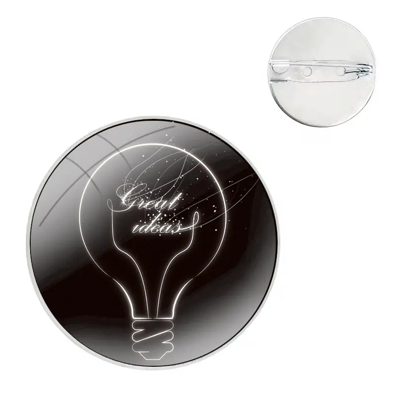 Enlightenment brain Glass Dome Brooches Shirt Lapel Bag Cute Badge Pins For Clothes Hat Accessories