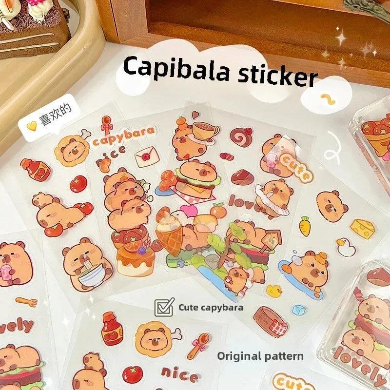 

8/16 шт., наклейки для дневника Capibara, мультяшные наклейки для воды, свиньи, домашних животных, студенческие наклейки, водонепроницаемые наклейки на чехол для телефона с бутылкой воды