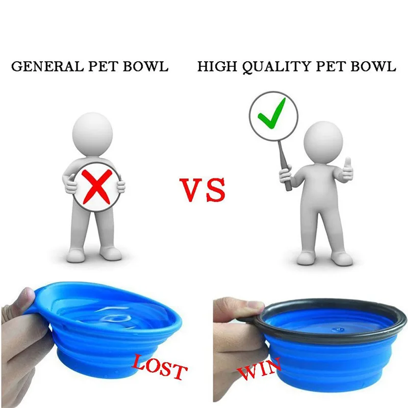 350ml Folding Dog Bowls Outdoor Travel Portable Puppy Food Container Feeder Dish Bowl Collapsible Silicone Bowl Pet Supplies