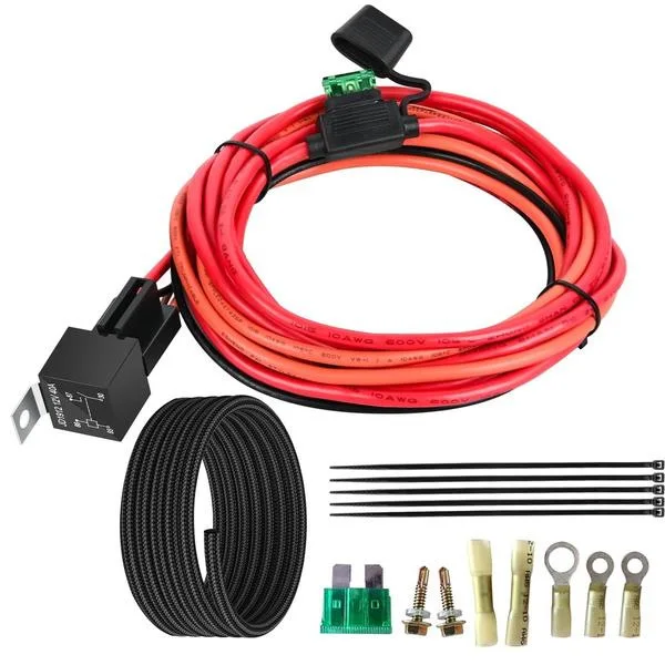 Electric Fuel Pump Relay Set Terminals 40A10AWG Wire Duty High Performance Wiring Harness P/N 30247 For 12V System Vehicles