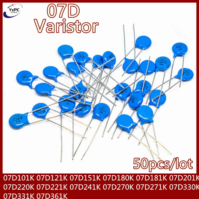 50pcs 07D271K 07D330K 07D331K 07D361K 07D101K 07D121K 07D151K 07D180K 07D181K 07D201K 07D220K 07D221K 07D241K 07D270K  Varistor