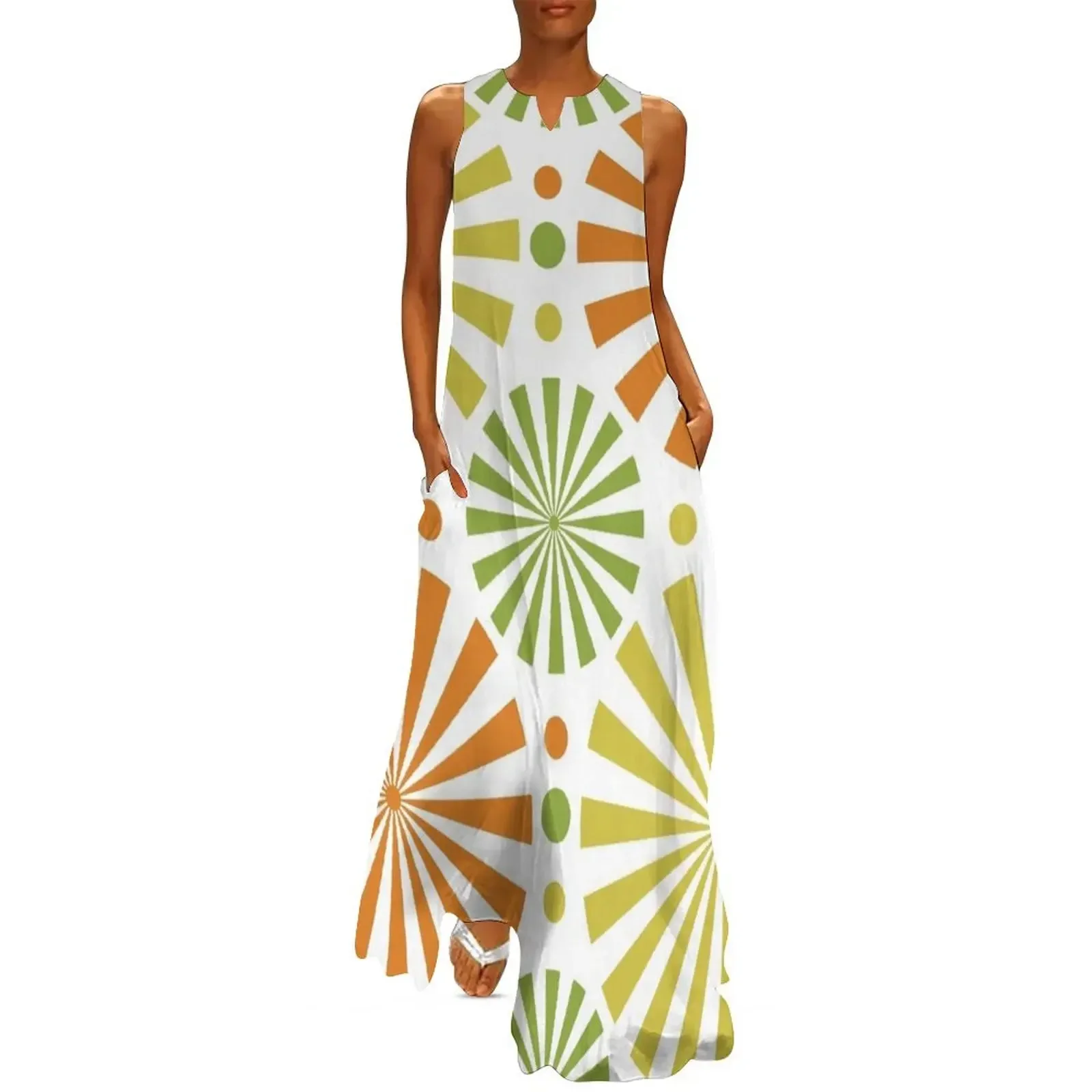 

Retro 60s Pattern Long Dress beach outfits for women evening dresses ladies evening dresses women Elegant gowns Dress