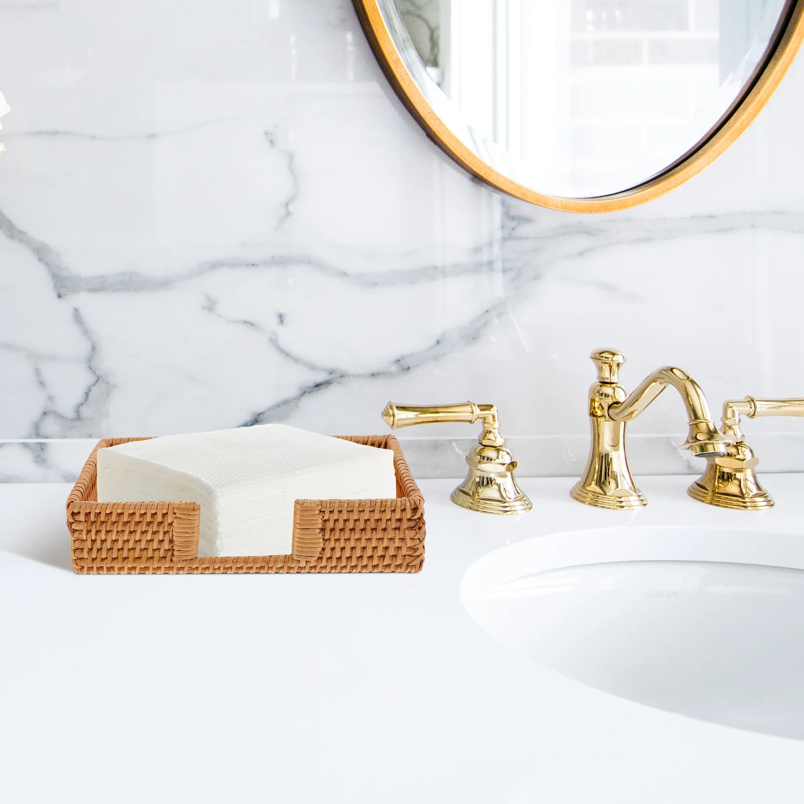 

Napkin Holder Rustic Woven Design Wear-Resistant For Kitchen Cafe Office Tissue Box Storage Container Household Tissue Storage