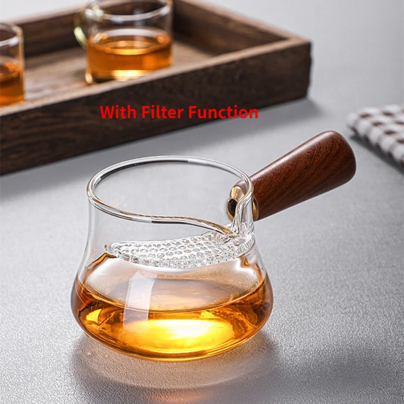 Side Handle Glass Tea Pitcher, Chinese Teaware, Tea Divider, Heat-Resistant, Borosilicate Glass Teacup, Coffee Milk Pot