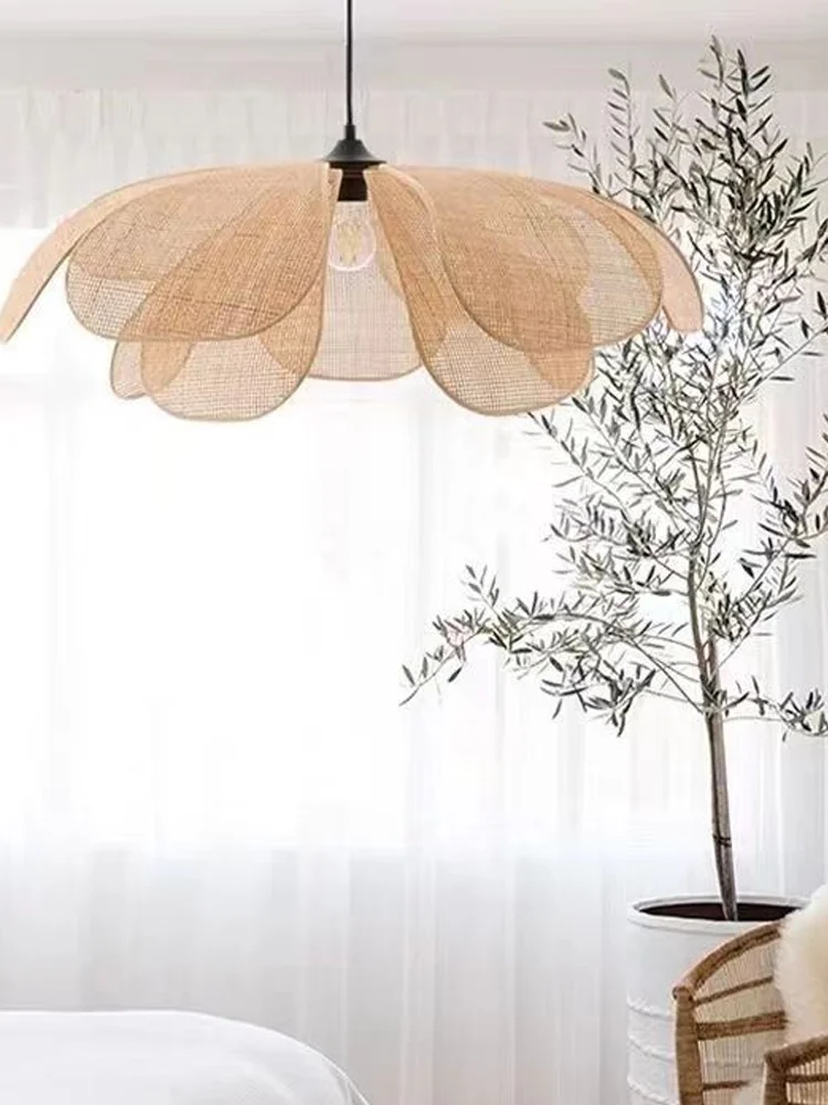 Nordic Moderne LED Retro Kroonluchter Handgeweven Lotus Hanglamp Verstelbare hoogte Hanglampen Kamerdecoratie Verlichting - afbeelding 2