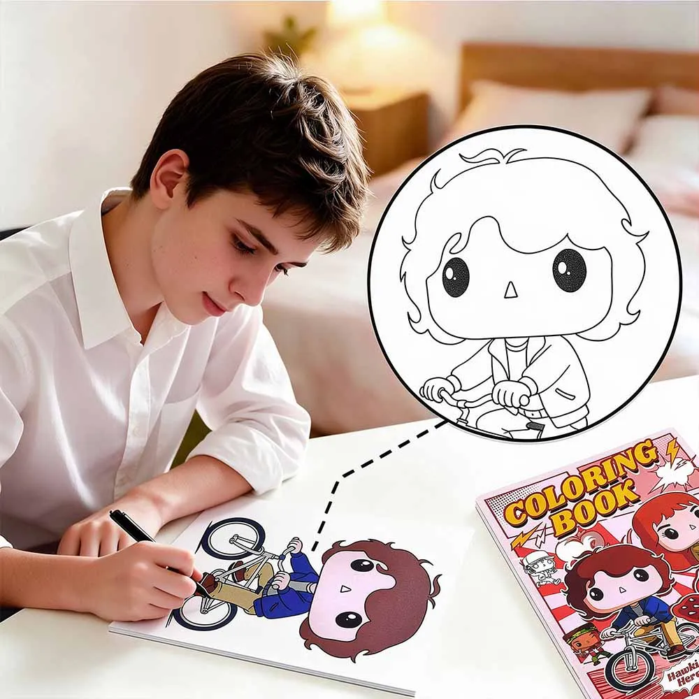 Kids Q-Style Coloring Book with Cartoon Heroes & Monsters - DIY Creative Activity Book for Boys & Girls, Fun Drawing Gift