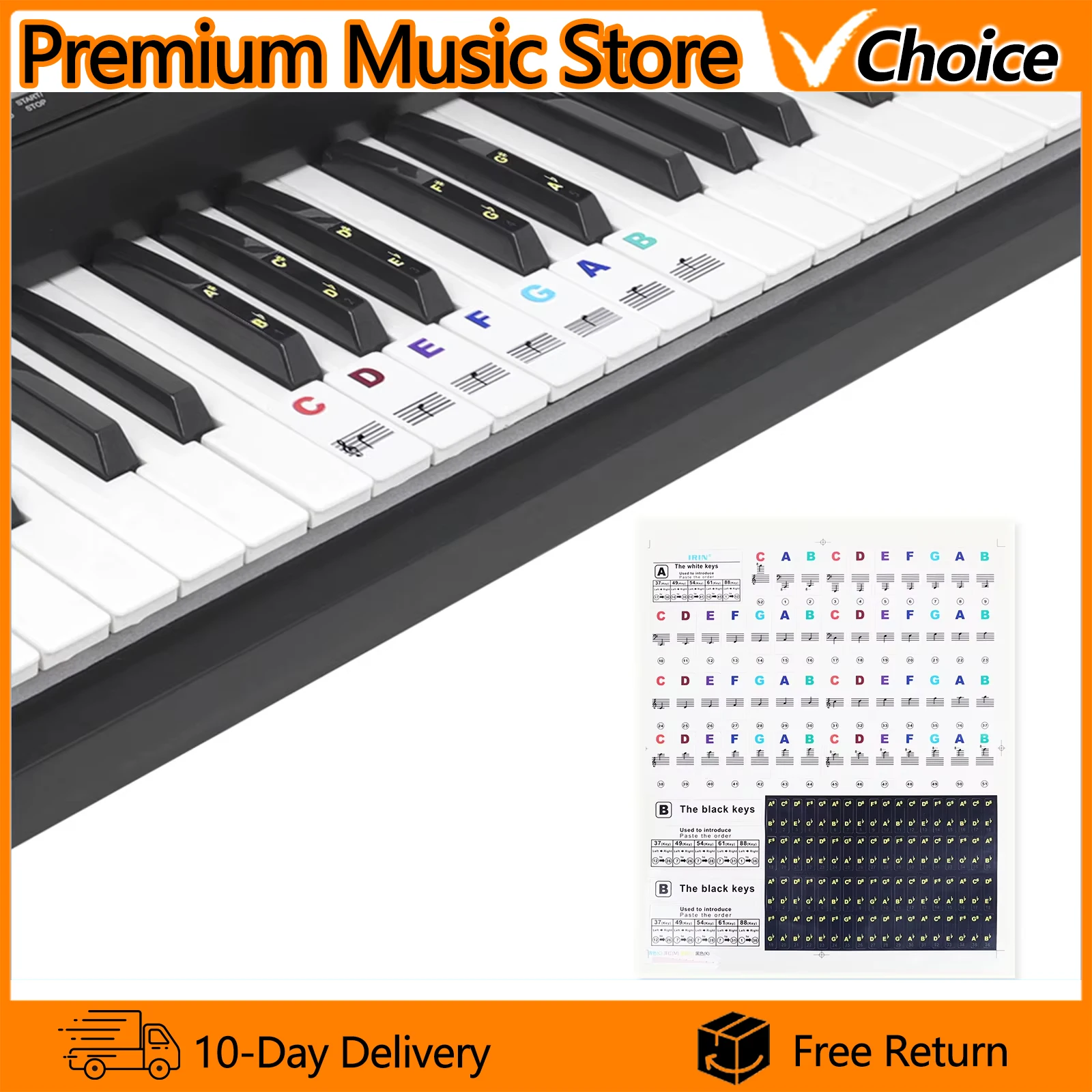 Piano Note Strips Universal Electronic Keyboard Upright Pianos White Silicone Note Sticker Keyboard Piano Instrument Accessories