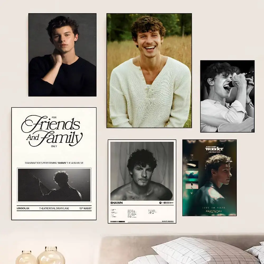Singer Shawn Mendes Poster Self-adhesive Art Room Entrance Restaurant Wall Decor Art Painting