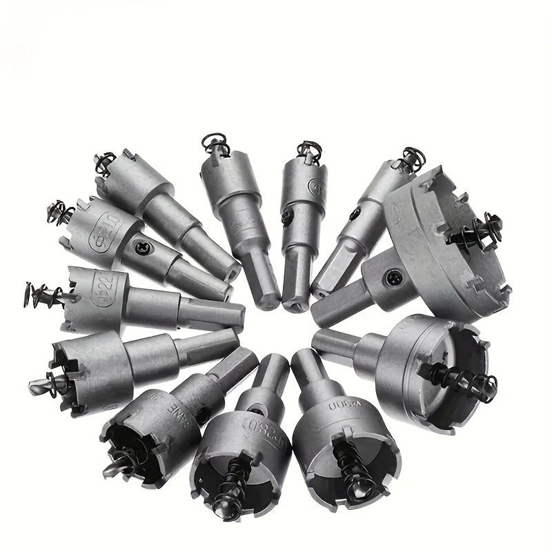 12個入り-15-50mm-tctホールソーキット-ステンレス鋼と鉄の穴あけ用ヘビーデューティーメタルカッターセット
