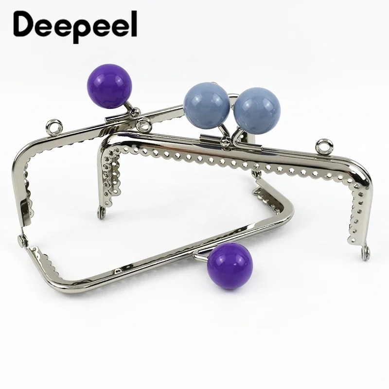 1Pc Deepeel 12.5cm Metal Bag Handle for Women Purse Frame Colored Bead Handbag Kiss Clasp DIY Sewing Brackets Bags Accessories