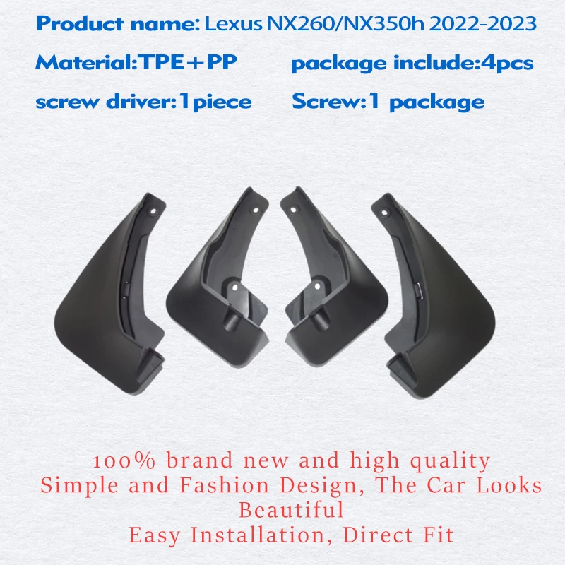 FOR NEW Lexus NX350h NX260 NX  Mudguards Fender Mudflaps Guard Splash Mud Flap Car Accessories Auto Styline Front Rear 4pcs