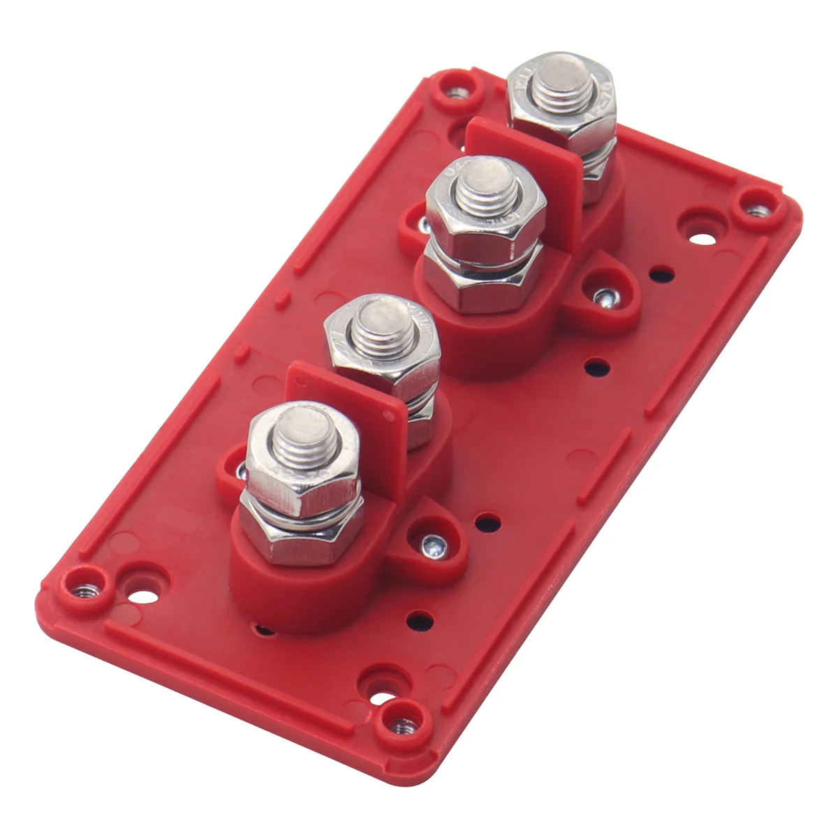 200A Bus Bar Stud Distribution Block Busbar Box with 4 x M10 (3/8Inch) Terminal Studs for Car RV Boat Red