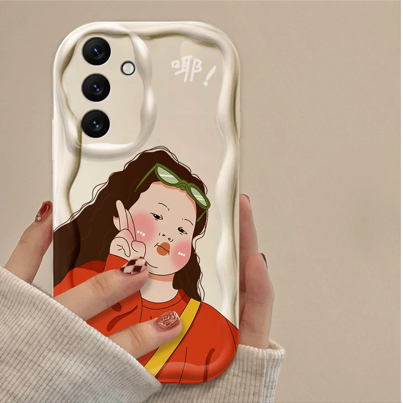 Funny Boy Cute Girl Wave Soft Phone Case for Samsung Galaxy A16 A06 A55 A35 A25 A15 A05 A05S A54 A34 A24 A14 A73 A53 A33 A23