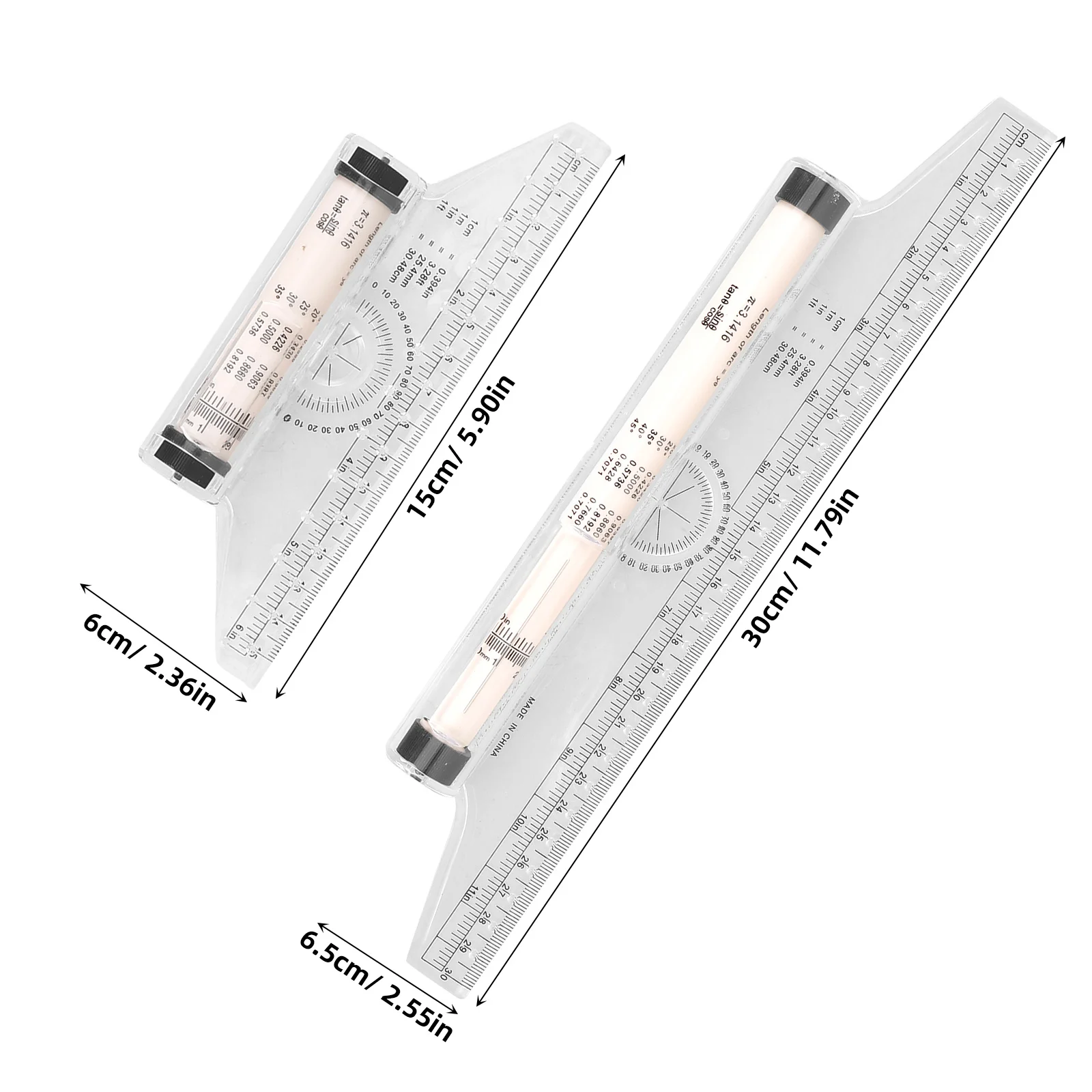 2 قطعة تصميم الرسم مسطرة متوازية شفافة خفيفة الوزن لأداة منقلة قياس الزاوية مسطرة دوارة متعددة الوظائف