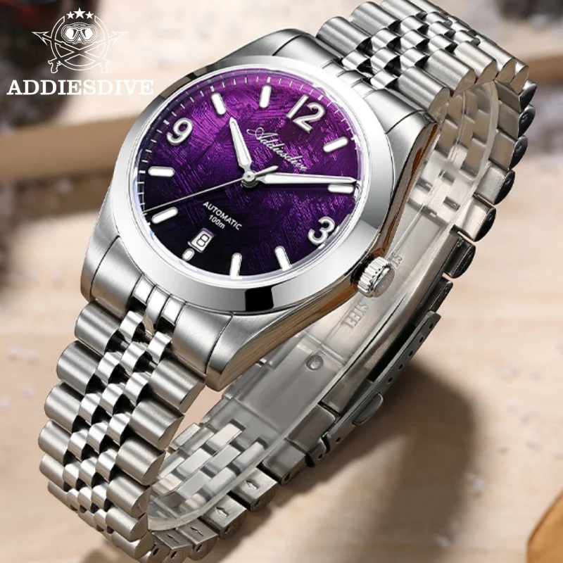 

ADDIESDIVE reloj AD2547 Mechanical Watch Sapphire Crystal 100m Waterproof BGW9 Super Luminous Jubilee Strap Men Automatic Watch