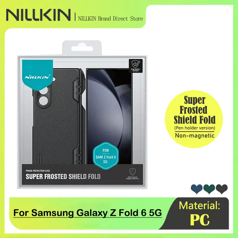 

Для Samsung Galaxy Z Fold 6 5G, складной чехол Nillkin Super Frosted Shield с держателем S-Pen, матовая защита, противоударная задняя крышка