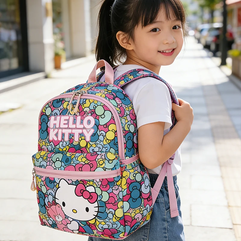 

4pcs Sanrio Backpack Cartoon Cute Kuromi Melody Student Backpack Toy Pencil Case Wallet Set Casual Outdoor Bag Gift