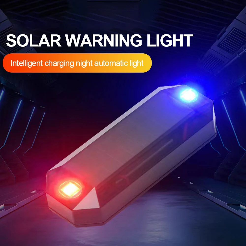 Solar Car Warning Light Night Security Simulated Alarm Mini LED Motorcycle Wireless Anti-Theft Caution Lamp Flashing Alarm Lamp