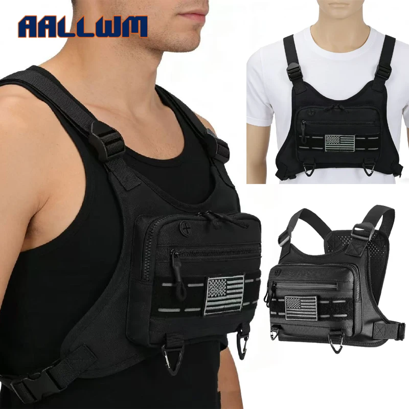 1PCS Chest Bag for Men Women, Water-resistant Running Vest with Phone Holder, EDC Tactical Chest Bag for Workouts