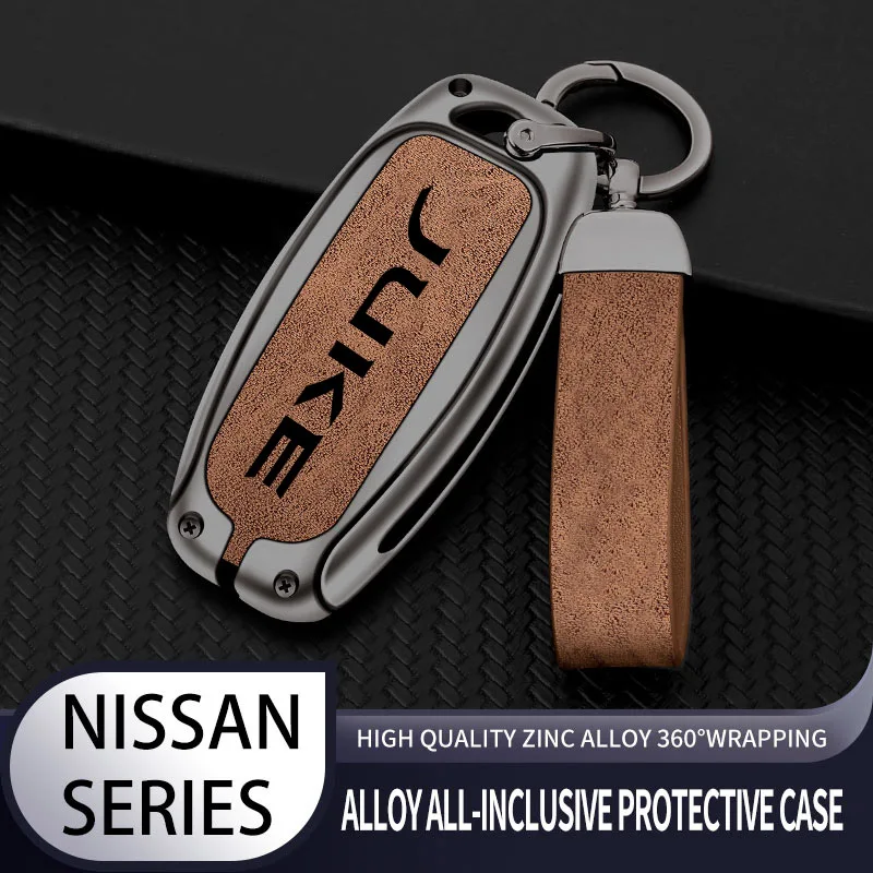 Auto TPU Zinc Alloy Key Case Bag For Nissan Juke 2011 -2022 Car Key Chain Car Metal Key Shell Interior Decoration Accessories