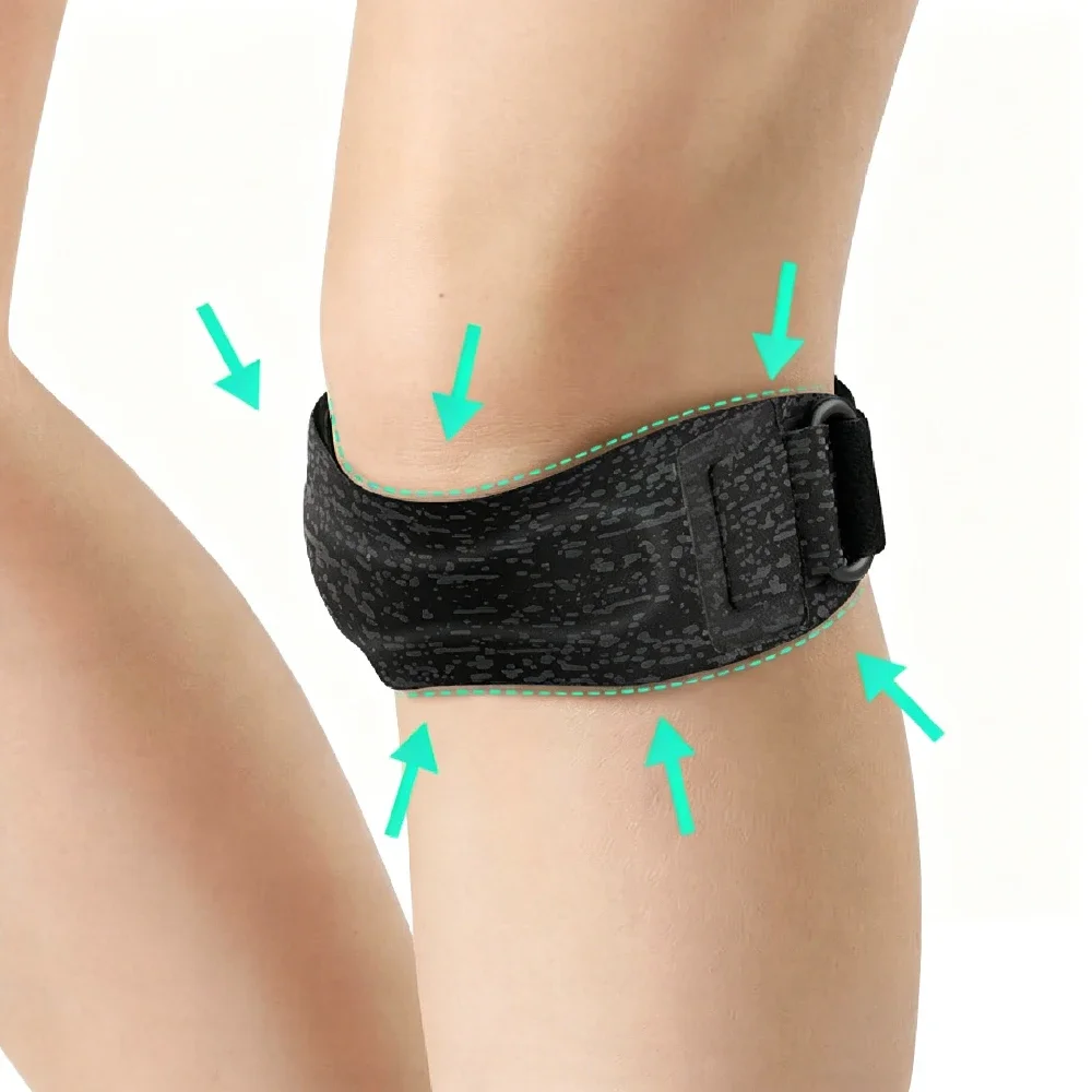1PCS Silicone Patellar Tendon Strap with Reflective Strip, Adjustable Knee Patella Brace Support for Basketball, Running, Hiking
