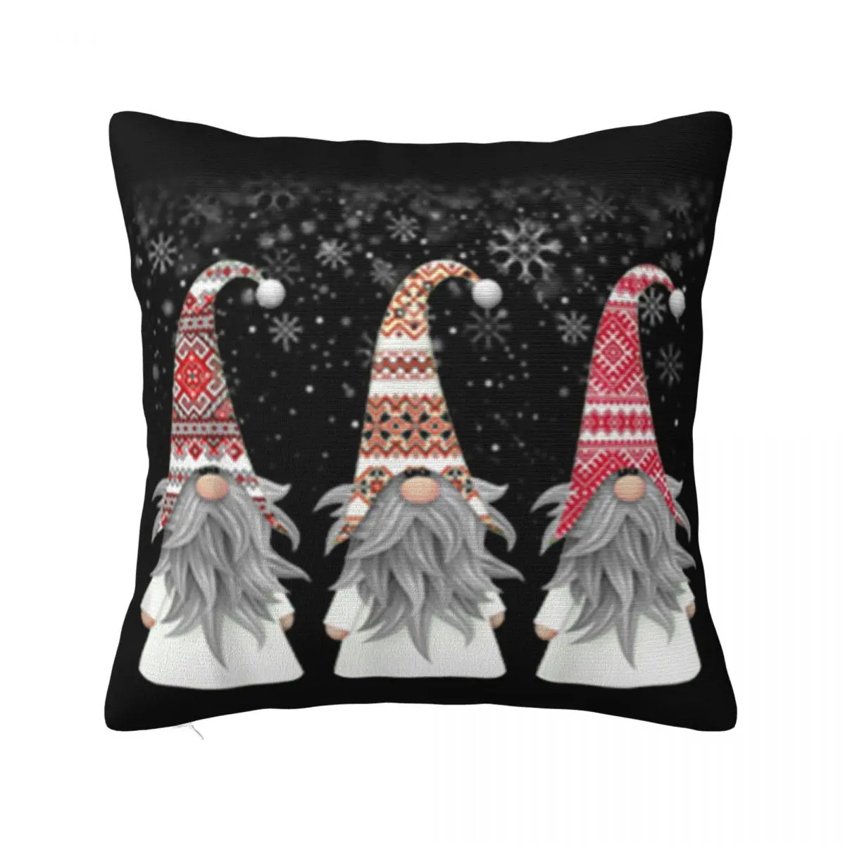 Official Three Nordic Gnomes Winter Christmas Swedish Tomte Elves Straight Homme Pillow Case