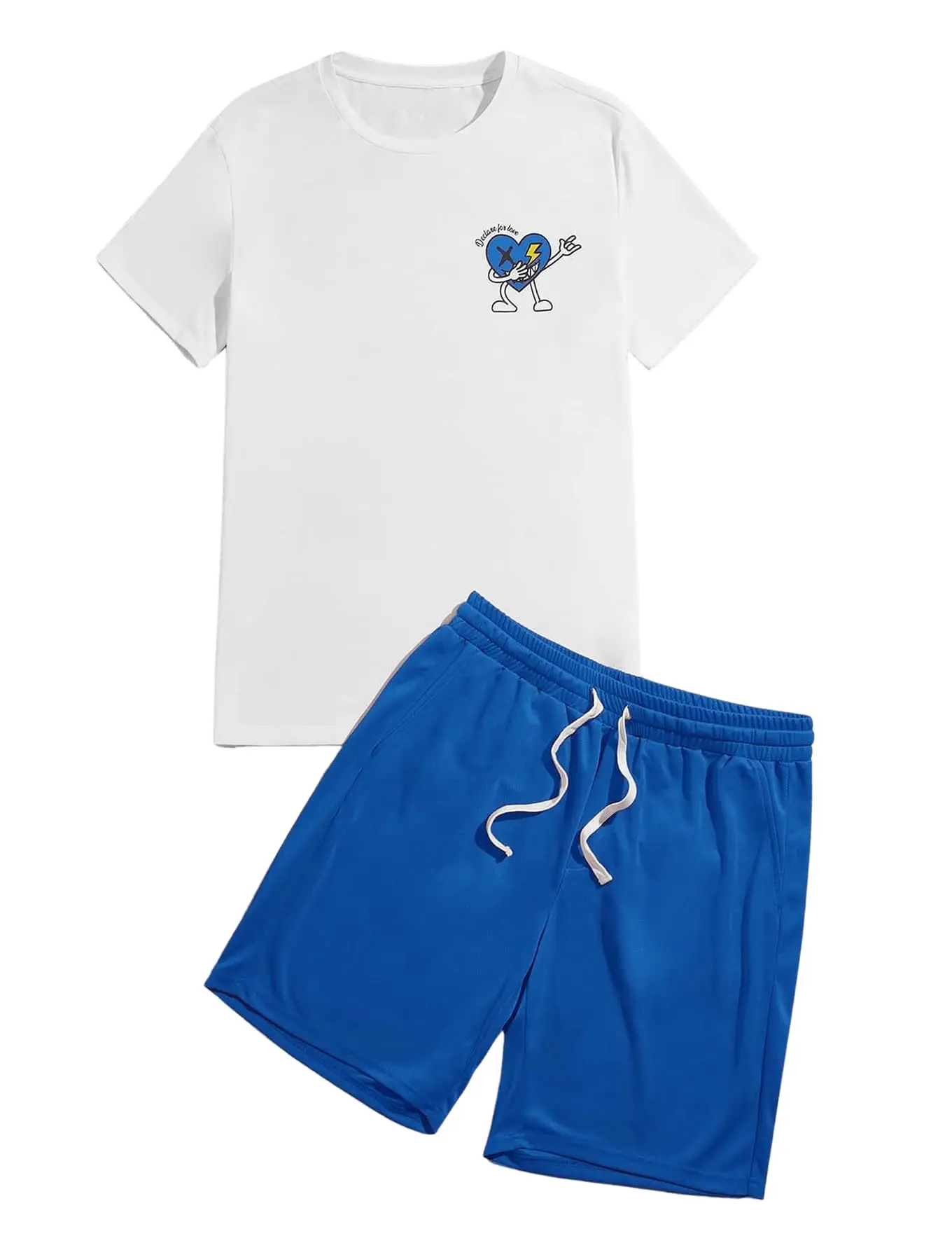 

Men's Shorts Set 2-piece Graphic T-shirt and Drawstring Waist Sports Shorts Set Street Harajuku Men Clothing Summer