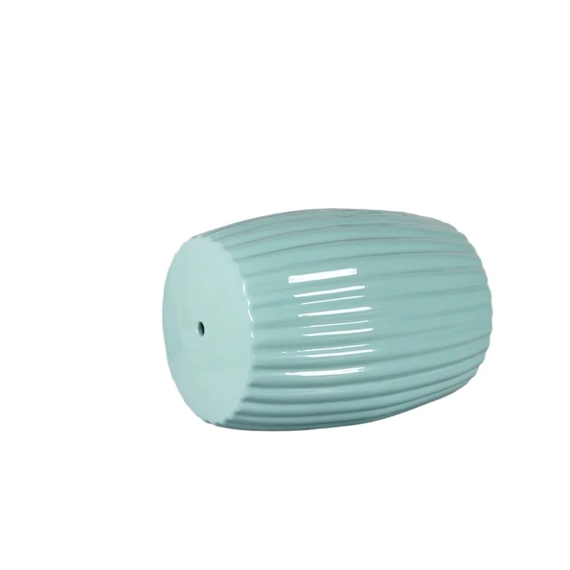 Pink, duck egg green-pumpkin slice striped engraved porcelain stool monochrome glazed ceramic stool shoe changing stool