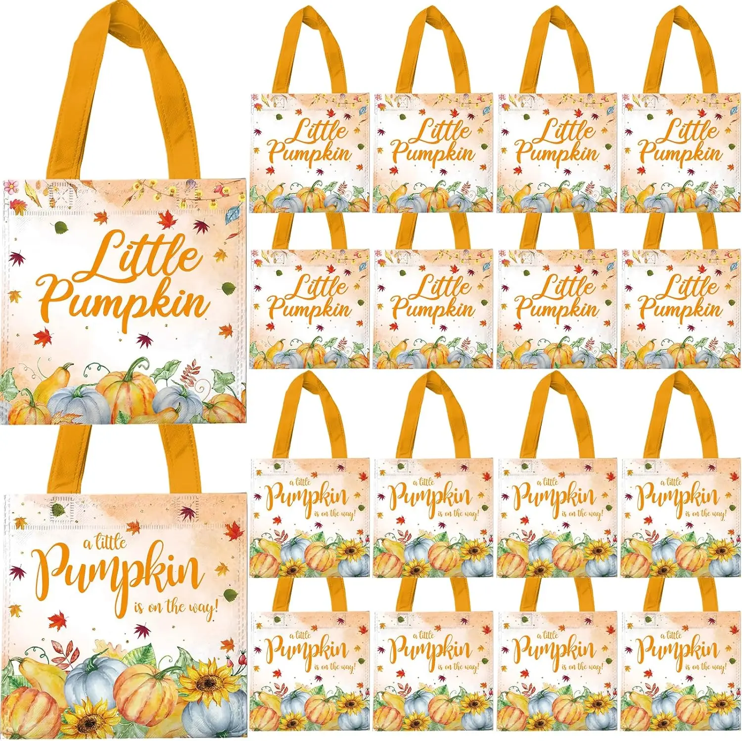 

20Pcs Little Pumpkin Baby Shower Bags Fall Pumpkin Gift Bags, Fall Autumn Gift Bag Treat Goodie Candy Bags Birthday Party Decora