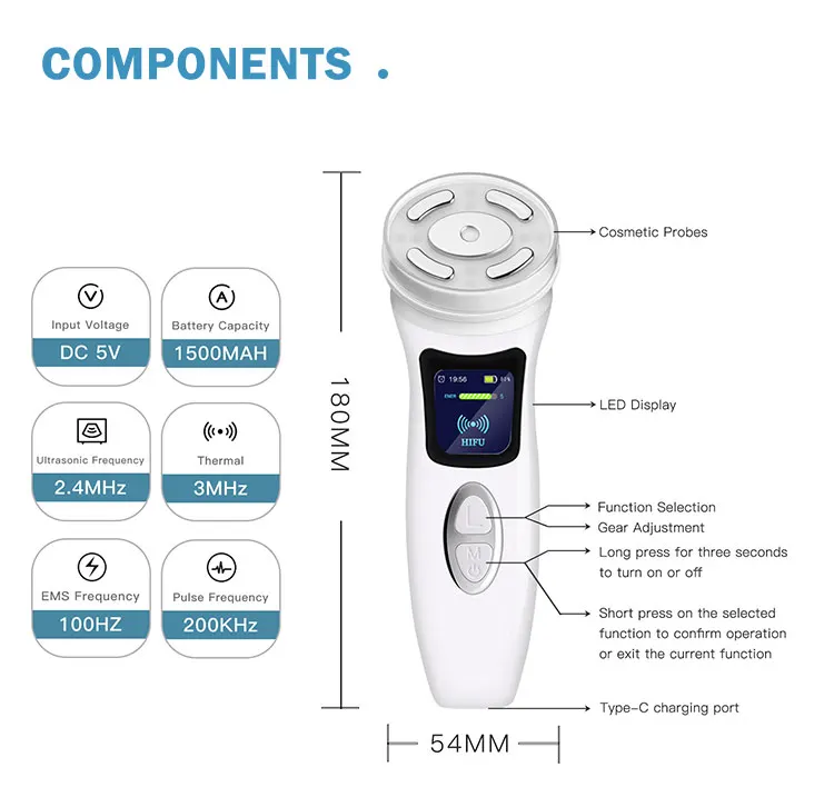 Mini Rechargeable  Microcurrent Facial Massage  Rejuvenation Heat Therapy Beauty Device Mini Face Cleansing Machine