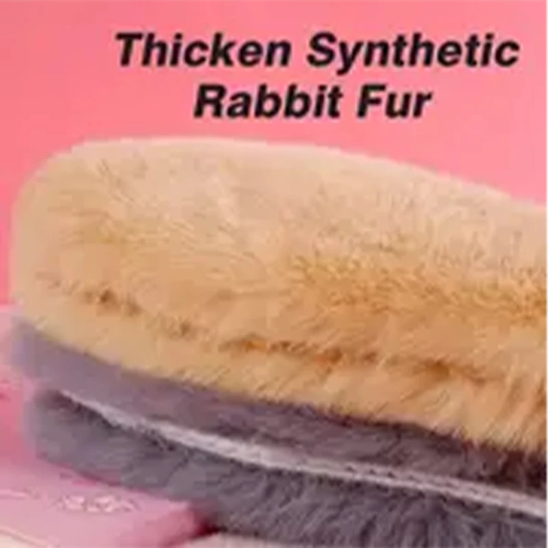 سميكة فرو الأرنب الصناعي شتاء دافئ الصوف المضادة للبرد المخملية الرجال والنساء نعال الحذاء