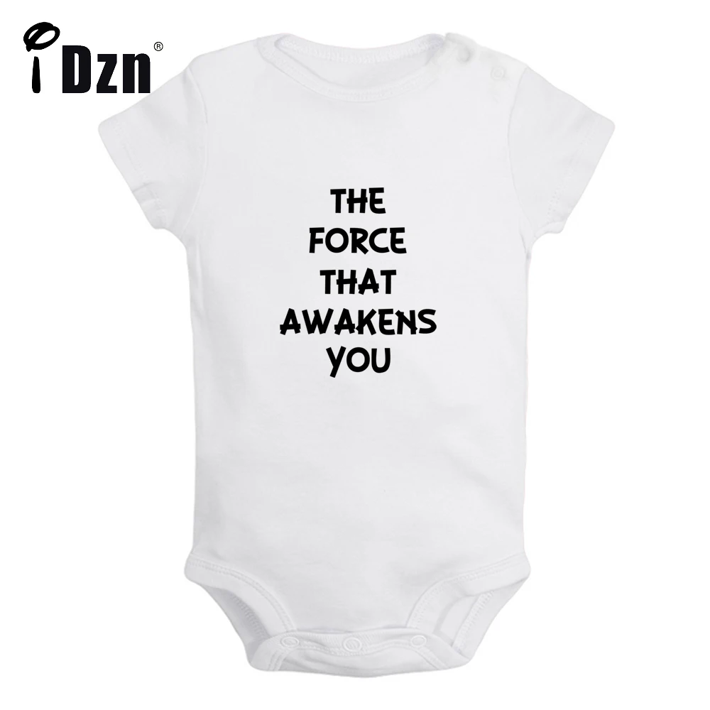 The Force That Awakens You Baby Boys Funny Bodysuit Baby Girls Letter Printed Rompers Cute Infant Short Sleeves Jumpsuit Clothes