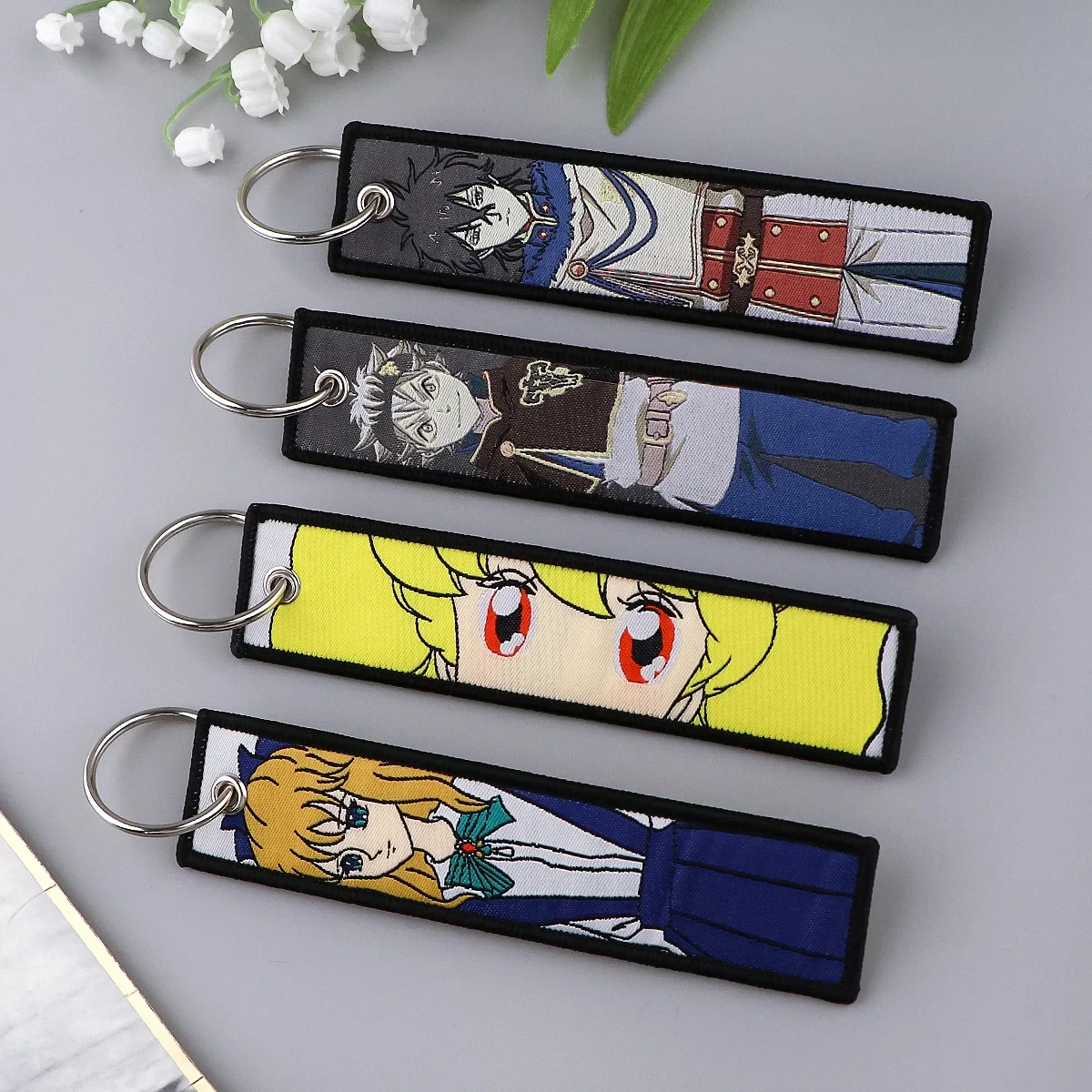 Volleyball Boy Embroidery Key Fobs Keychains for Women Car Key Chains Japanese Anime Keyring Accessories Backpack Pendant Chain