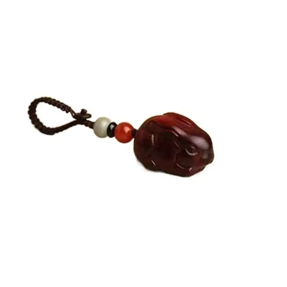 

Rosewood Hand-woven Short Lanyard Key Chain Strap Rabbit Mobile Phone Ring Chinese Style Pendant Chinese Zodiac Pendant