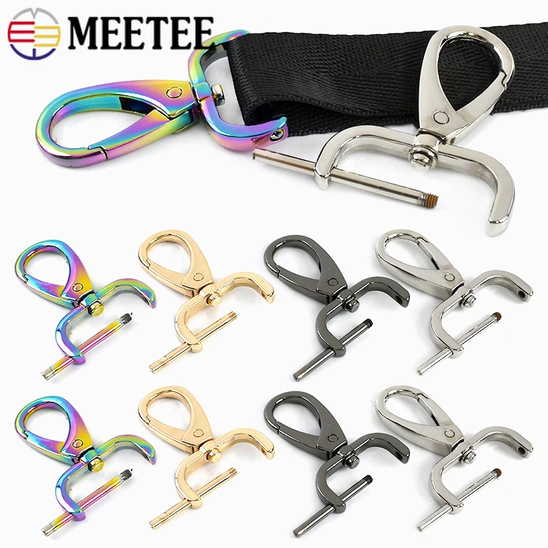 

5/10Pcs Meetee 13-38mm Metal Buckle Detachable D Ring Rotating Lobster Buckles Spring Snap Clip Key Hook DIY Hardware Accessory