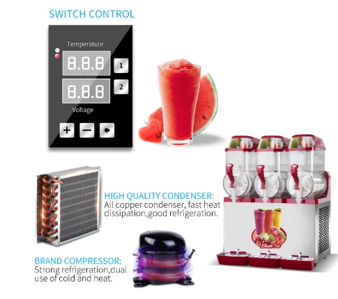 

Stainless steel smoothie machine, juice cold drink bar, double cylinder snow mud machine