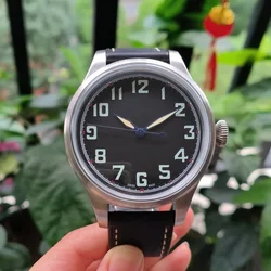 55mm big watch No LOGO Black dial 316L Stainless steel Full Brushed watch case Japan 8215 movement Automatic watch Dome glass