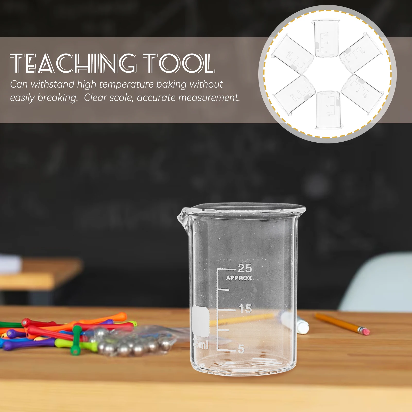 

6Pcs Hightemperature Resistant Glass Beakers Lab Chemistry Measuring Cups Accurate Scale Smooth Pouring Glassware