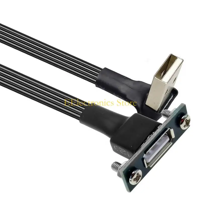 B03C Multi Direction USB 2.0 Extension Cable Panel Mount For Stable Connection Black
