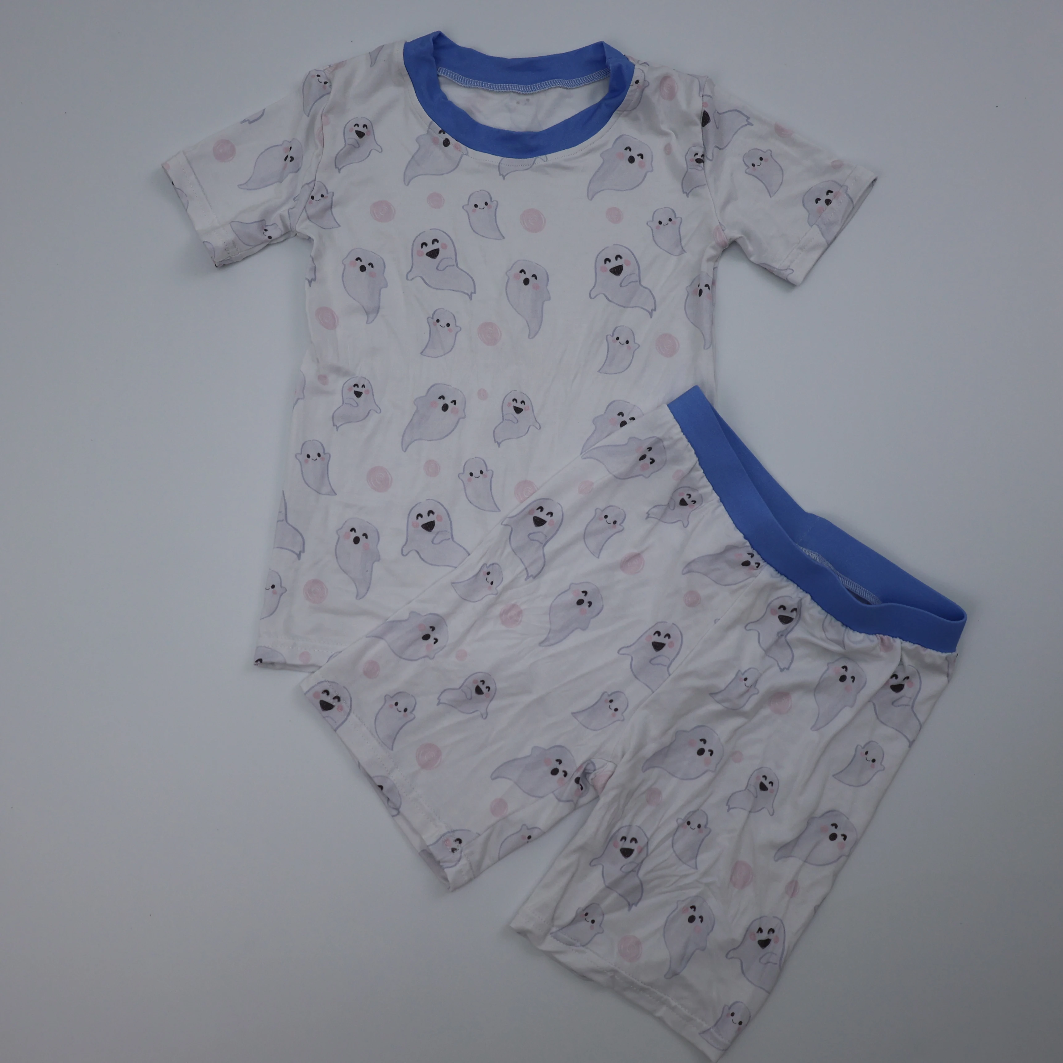 4T 2024 Bamboo Fiber Kids Boys Girls Clothes Set Breathable Pajamas Short Sleeve Top+Shorts Baby Loungewear Children\'s Sleepwear