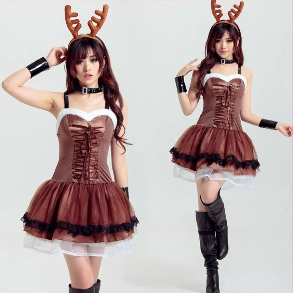 

Christmas Costume Adult Performance Dress Female Elk Deer Party Role Play Makeup Ball