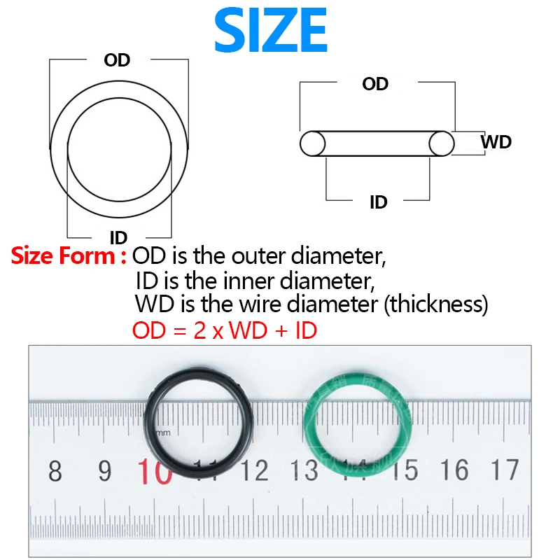 100Pcs  CS 2.2mm OD 6mm - 61mm Nitrile Butadiene Rubber NBR Sealing Ring Repair Skeleton Oil Seal Gasket O Ring Seal Washer