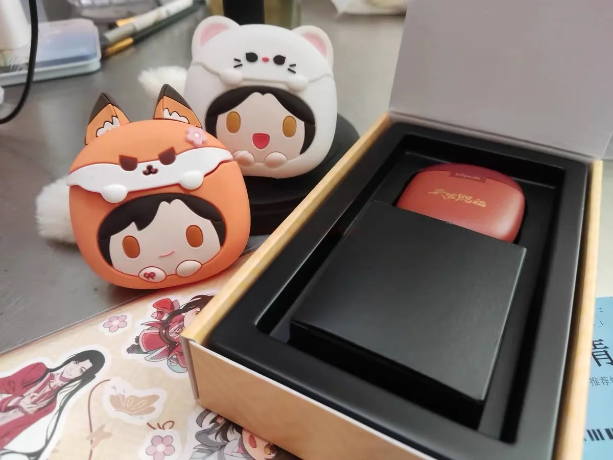 Tian Guan Ci Fu Tgcf Hua Cheng Xie Lian Comics lis królik zestaw słuchawkowy Bluetooth słuchawki etui na prezenty oficjalne Cosplay zabawka