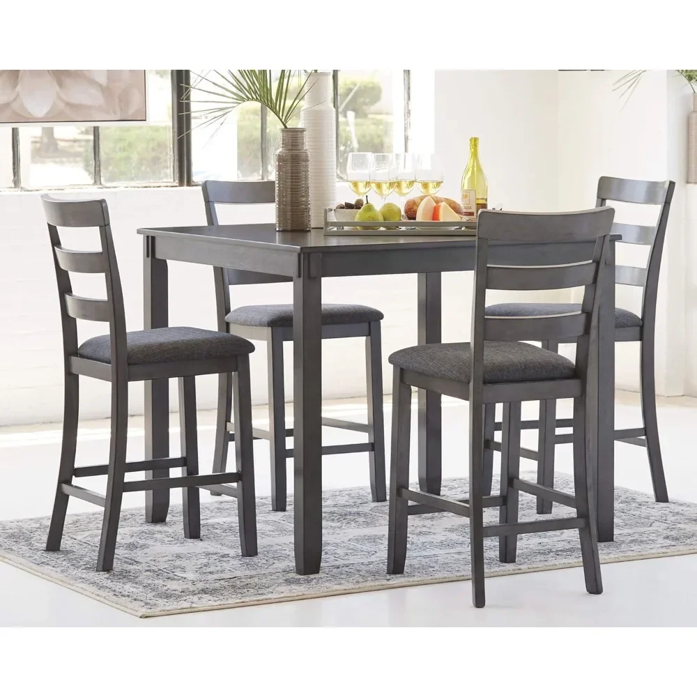 5 Piece Counter Height Dining Set, Exquisitely crafted Includes Table & 4 Barstools, Brown