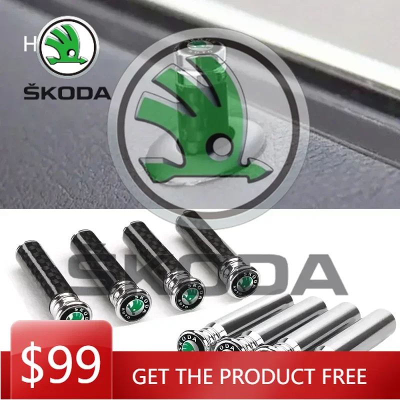 

For Skoda Car Sticker Hot 4Pcs Car Door Bolt Lock Pin For Skoda Logo Fabia Octavia A5 A7 Yeti Kodiaq Superb Rapid Spaceback Karo
