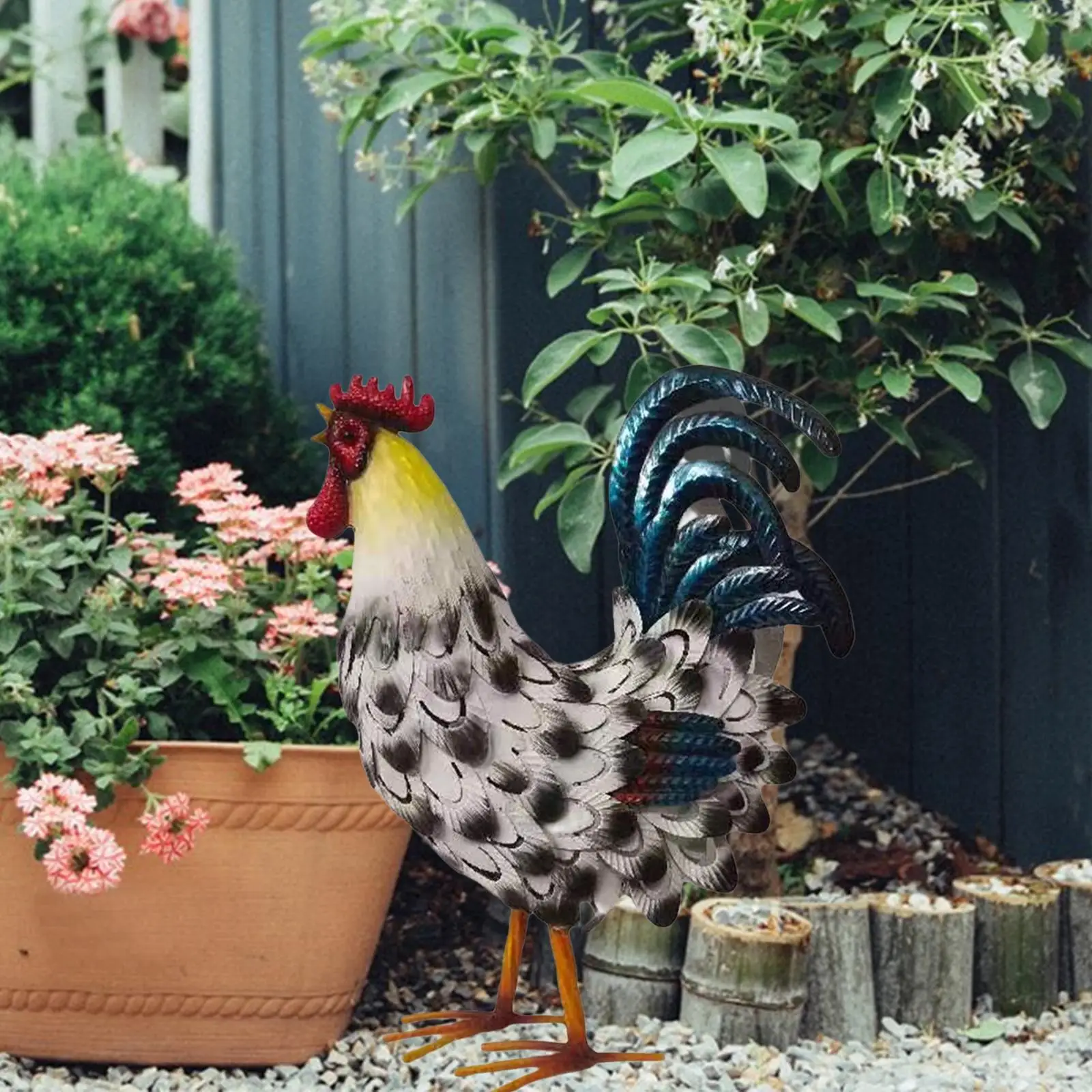 

Металлическая скульптура петуха для сада, украшение фигурки курицы на открытом воздухе