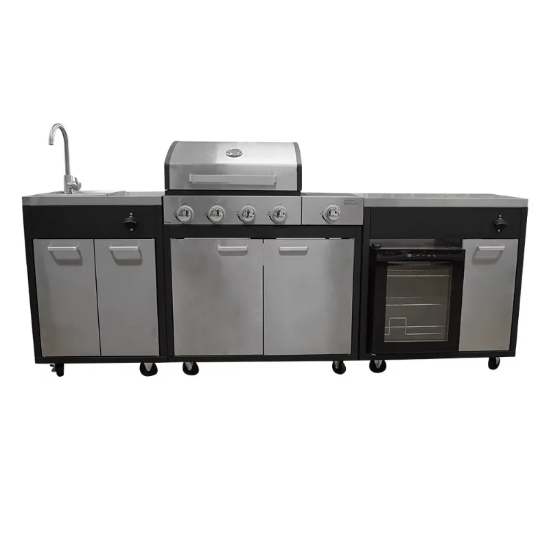 Stainless Steel Modular Design Gas Grill BBQ Island Outdoor Kitchen Cabinet for Gathering Backyard Party