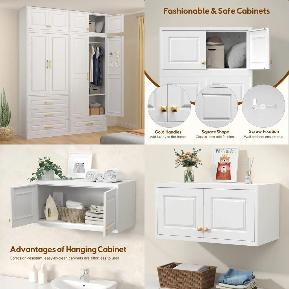 

15 белых настенных шкафов для хранения, компактный гардеробный шкаф для спальни, школы или спортзала