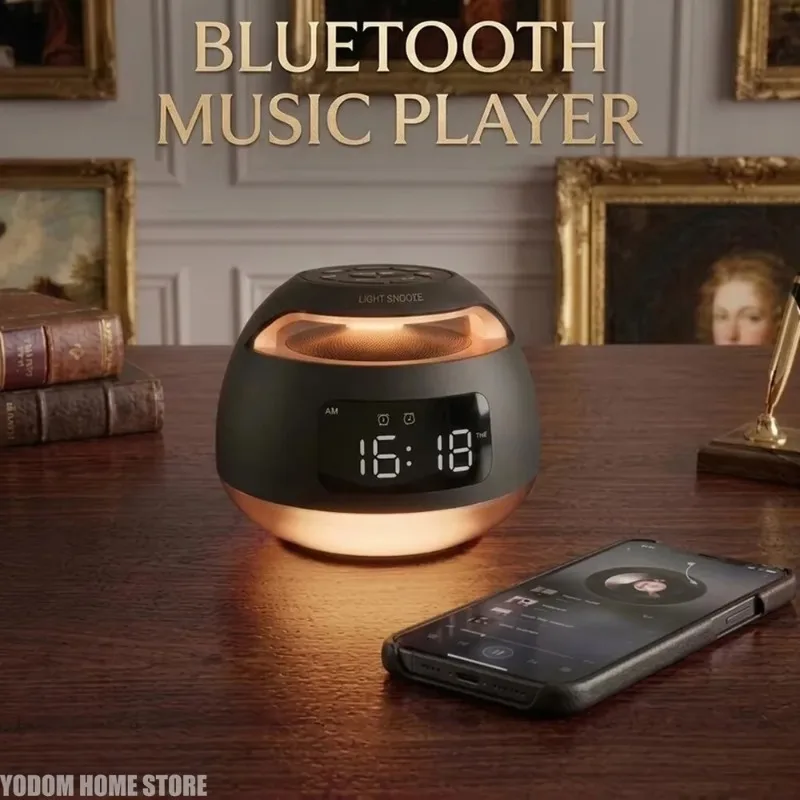 

Bluetooth-колонка с будильником, FM-радио, красочным ночником, воспроизведением с TF-карты и USB, цифровым дисплеем времени, декоративный элемент для дома