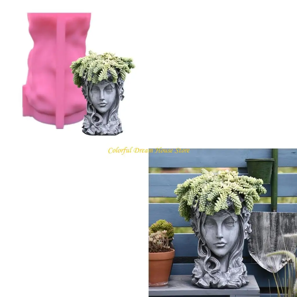 

Girl for Head Shaped Flower Pot UV Epoxy Mold Holder Resin Silicone Mould